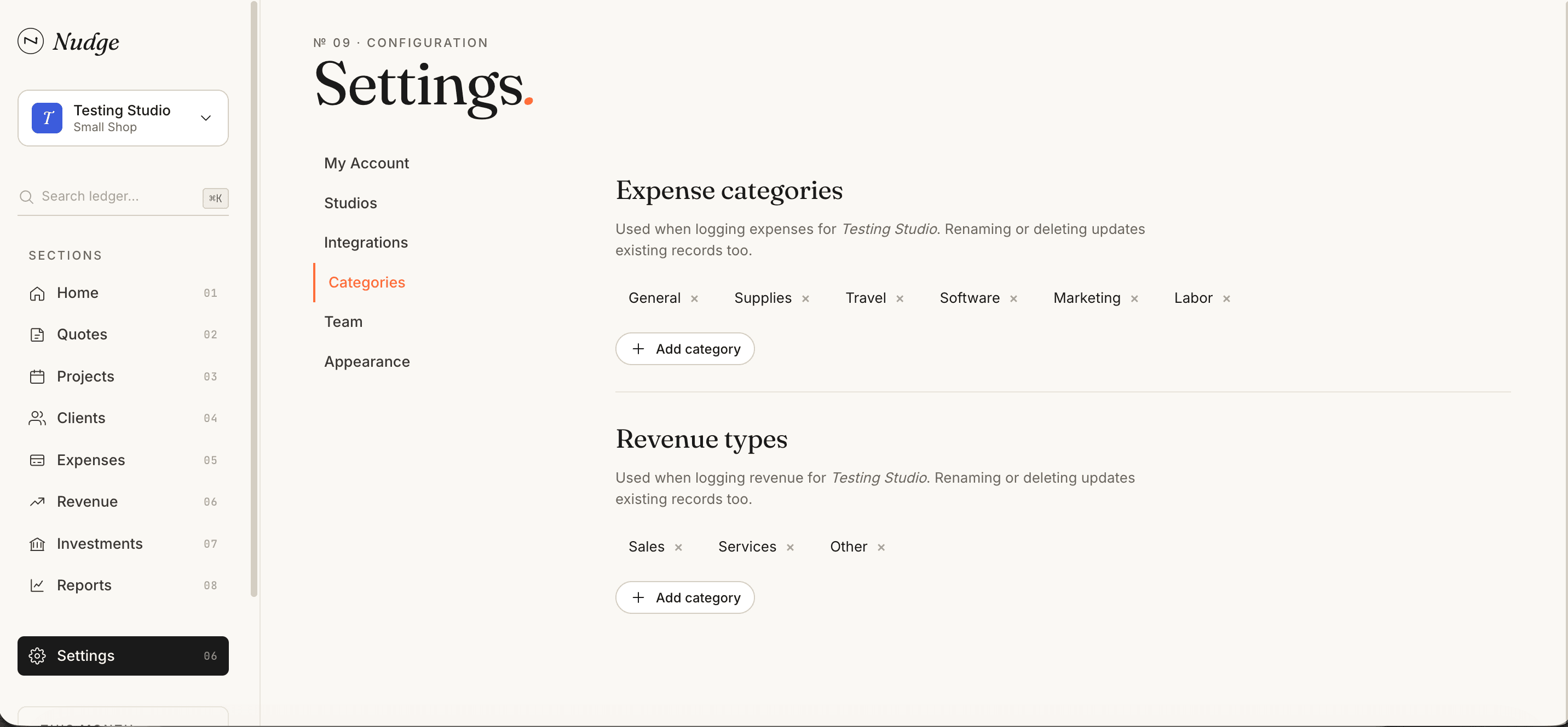 Your categories